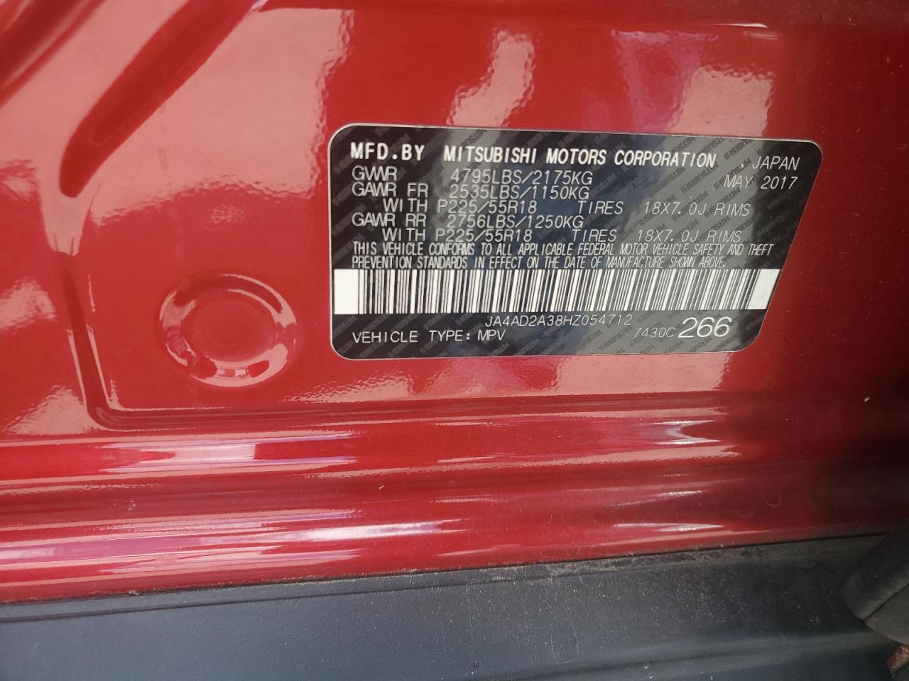 JA4AD2A38HZ054712 2021 Mitsubishi Outlander Es