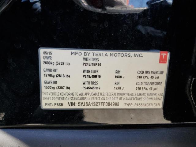 2015 Tesla Model S 70D VIN: 5YJSA1S27FF084998 Lot: 61759074