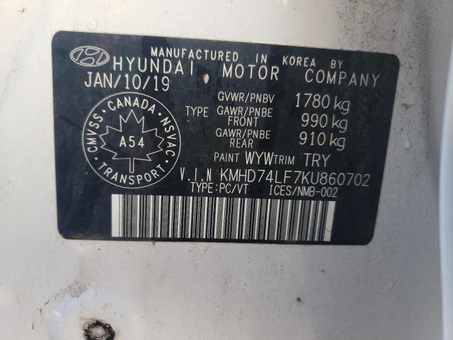 2019 HYUNDAI ELANTRA SE - KMHD74LF7KU860702