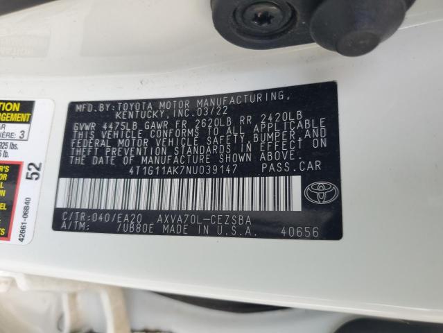 VIN 4T1G11AK7NU039147 2022 Toyota Camry, SE no.12