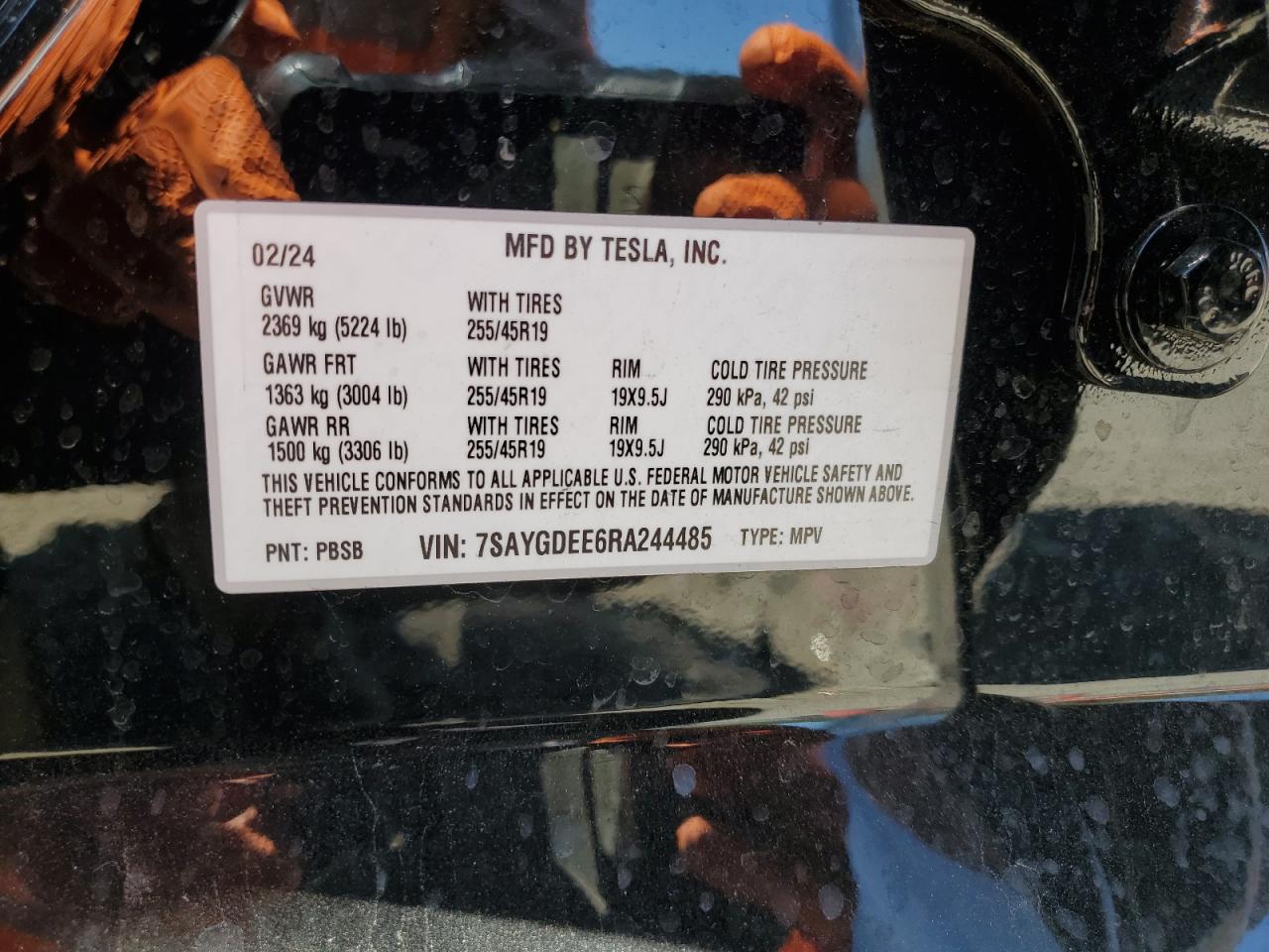 7SAYGDEE6RA244485 2024 Tesla Model Y