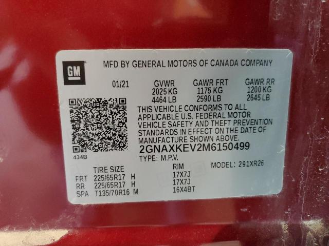 2021 CHEVROLET EQUINOX LT - 2GNAXKEV2M6150499