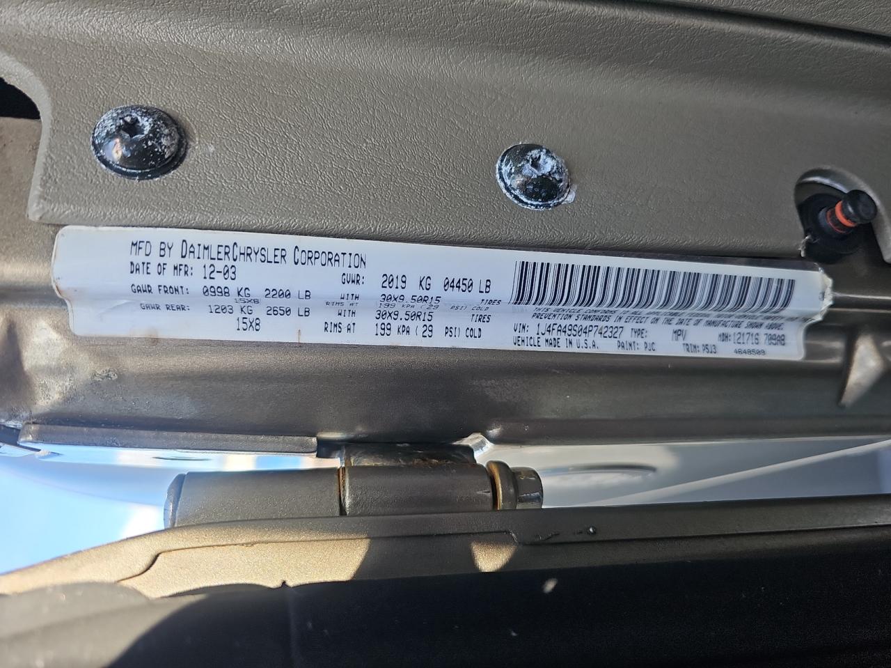 1J4FA49S04P742327 2004 Jeep Wrangler / Tj Sport