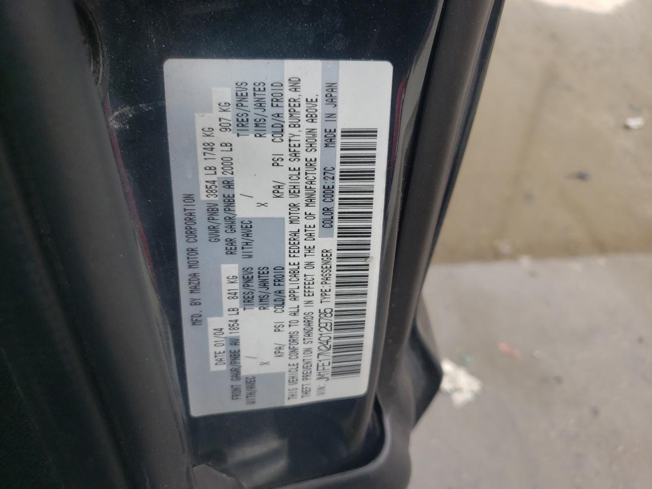 JM1FE17N240129785 2004 Mazda Rx8