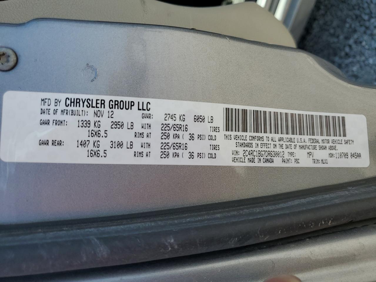 2C4RC1BG7DR630012 2013 Chrysler Town & Country Touring