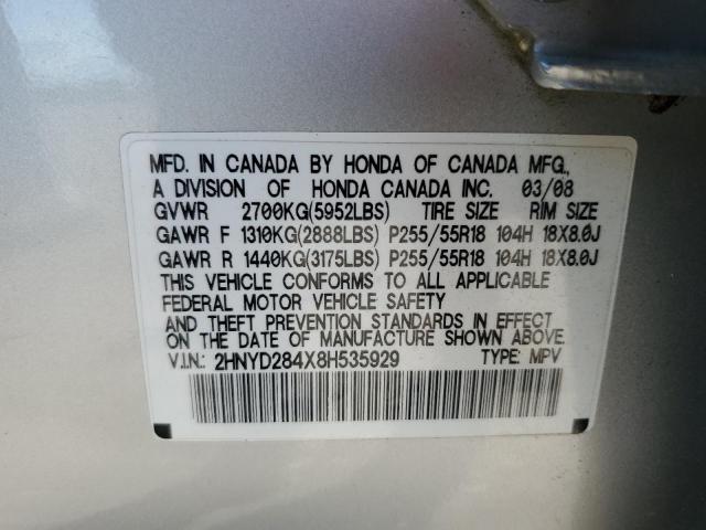 2008 Acura Mdx Technology VIN: 2HNYD284X8H535929 Lot: 61523734