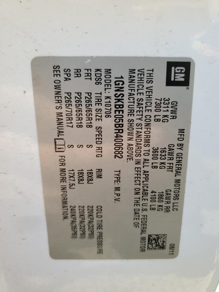 1GNSKBE05BR400682 2011 Chevrolet Tahoe K1500 Lt