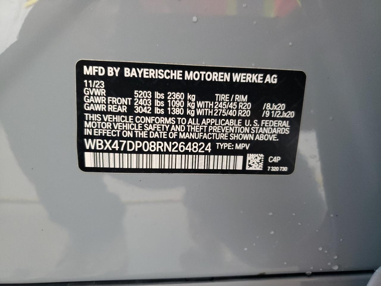 wbx47dp08rn264824 WBX47DP08RN264824 2024 BMW X3 Sdrive30I