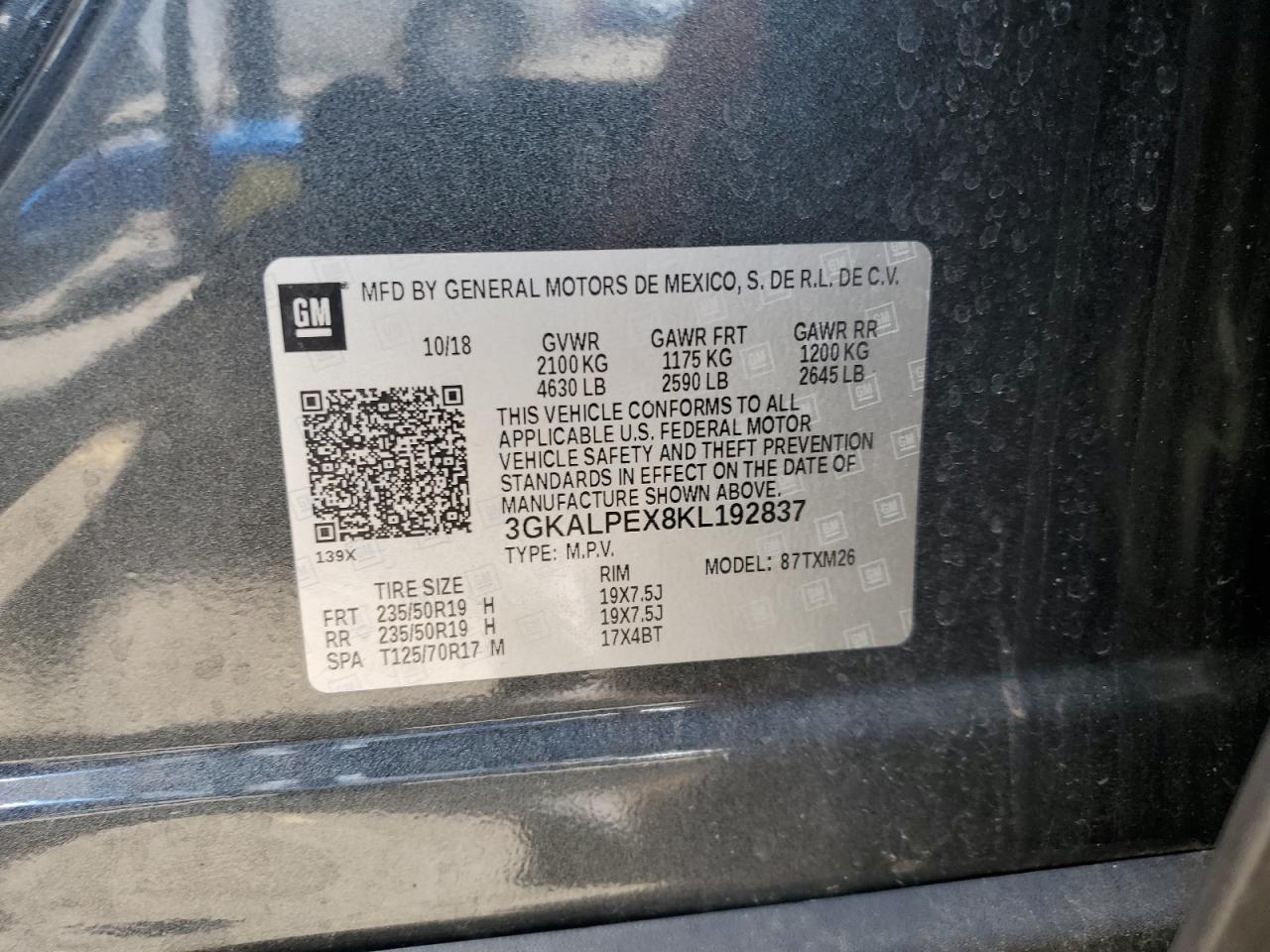 3GKALPEX8KL192837 2019 GMC Terrain Slt