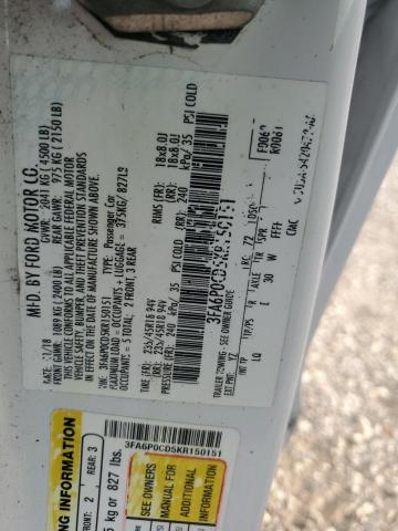 VIN 3FA6P0CD5KR150151 2019 Ford Fusion, Sel no.12