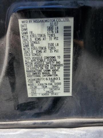 2007 Nissan Pathfinder Le VIN: 5N1AR18U77C636801 Lot: 61724924