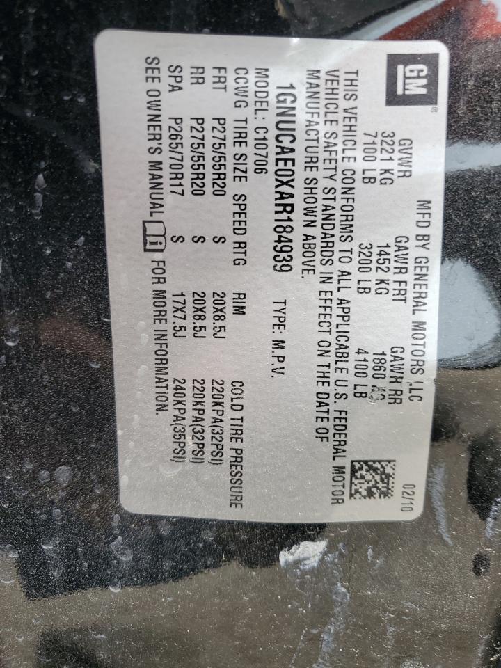 1GNUCAE0XAR184939 2010 Chevrolet Tahoe C1500 Ls