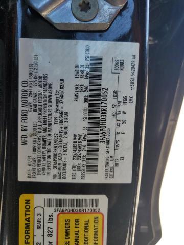 VIN 3FA6P0HD3KR170052 2019 Ford Fusion, SE no.12