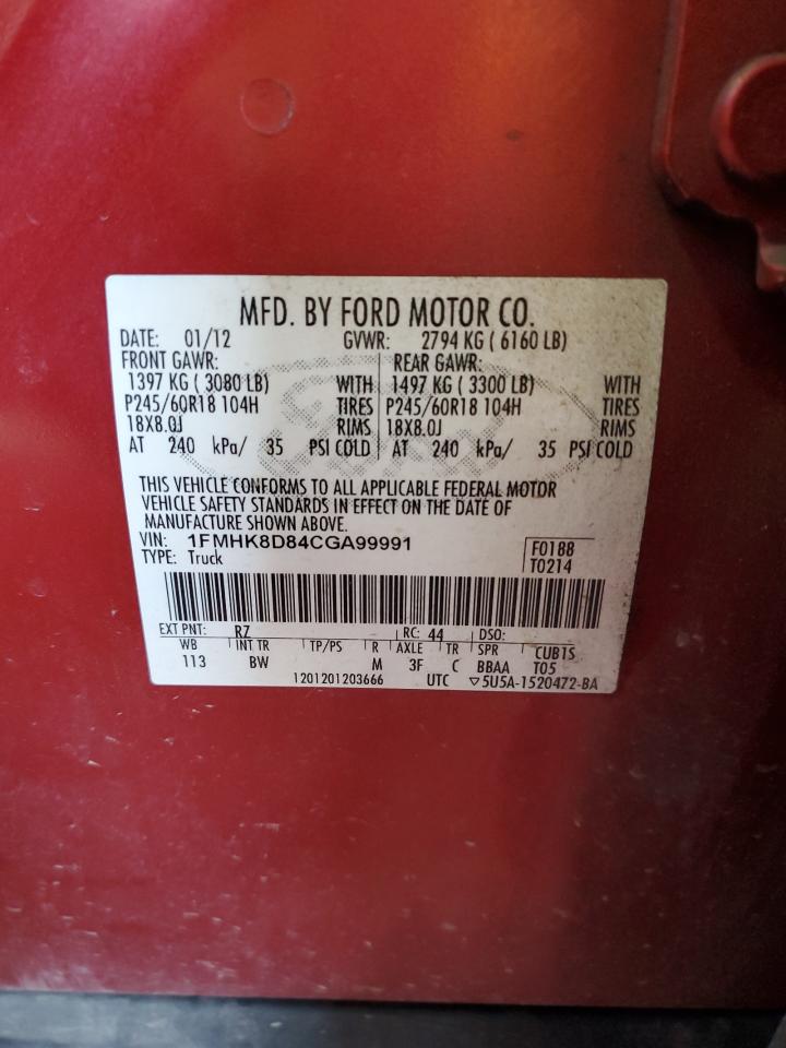 1FMHK8D84CGA99991 2012 Ford Explorer Xlt