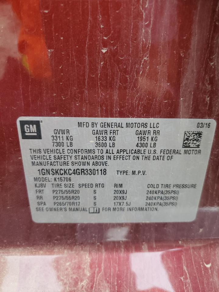 1GNSKCKC4GR330118 2016 Chevrolet Tahoe K1500 Ltz