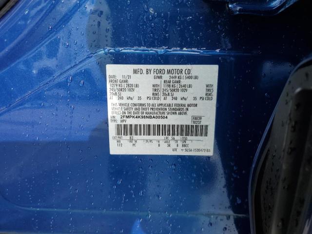 2022 Ford Edge Titanium VIN: 2FMPK4K98NBA00504 Lot: 61459884