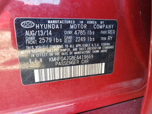 2014 Hyundai Azera VIN: KMHFG4JG8EA419669 Lot: 61824394