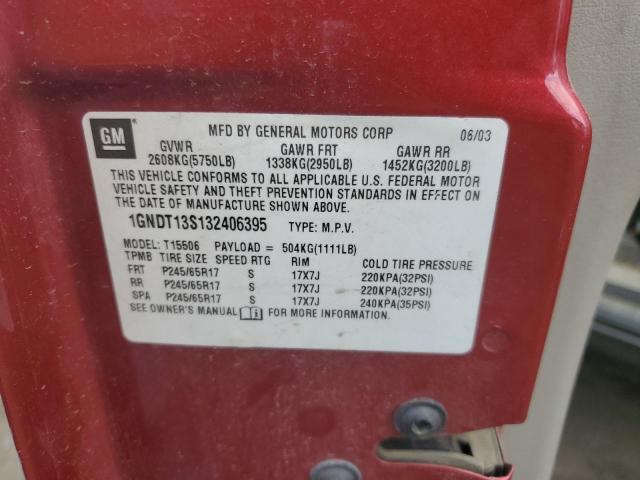 2003 Chevrolet Trailblazer VIN: 1GNDT13S132406395 Lot: 61449784