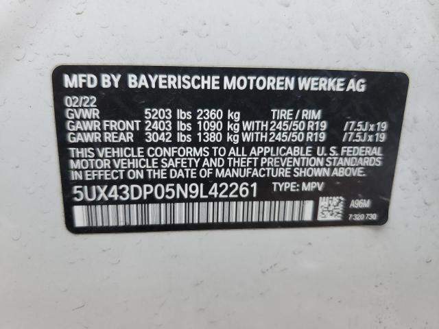 VIN 5UX43DP05N9L42261 2022 BMW X3, Sdrive30I no.12