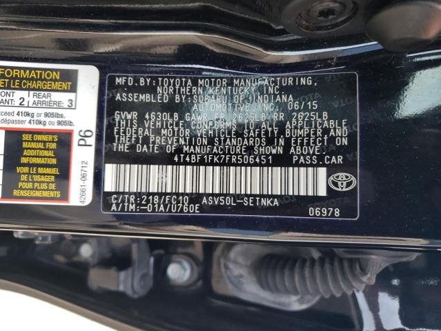 VIN 4T4BF1FK7FR506451 2015 Toyota Camry, LE no.12