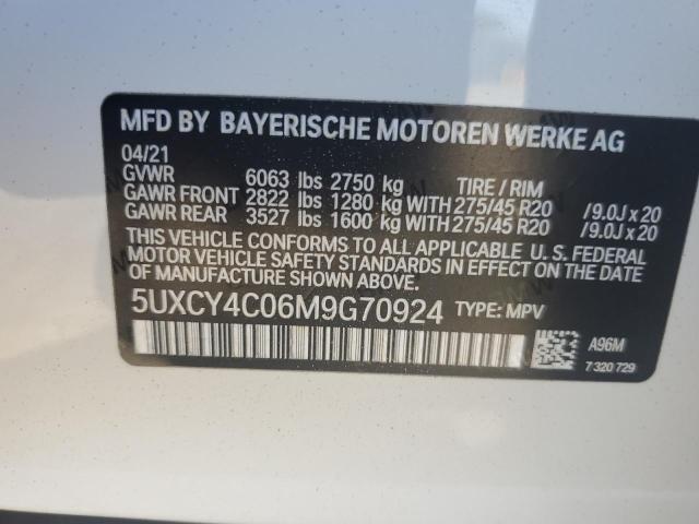 VIN 5UXCY4C06M9G70924 2021 BMW X6, Sdrive 40I no.14