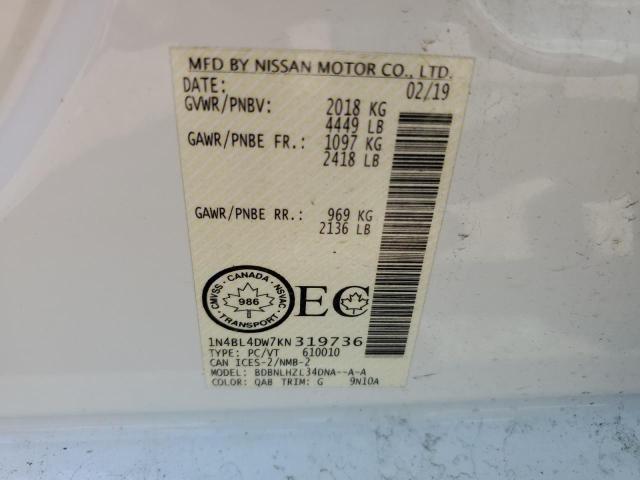 2019 NISSAN ALTIMA SV - 1N4BL4DW7KN319736