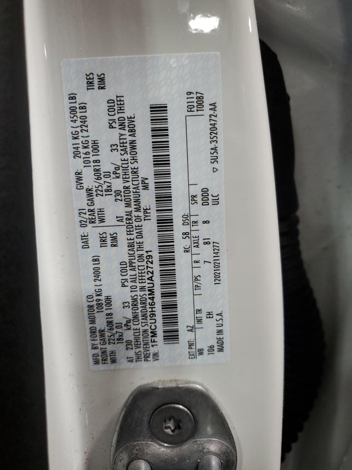 1FMCU9H64MUA27291 2021 Ford Escape Sel
