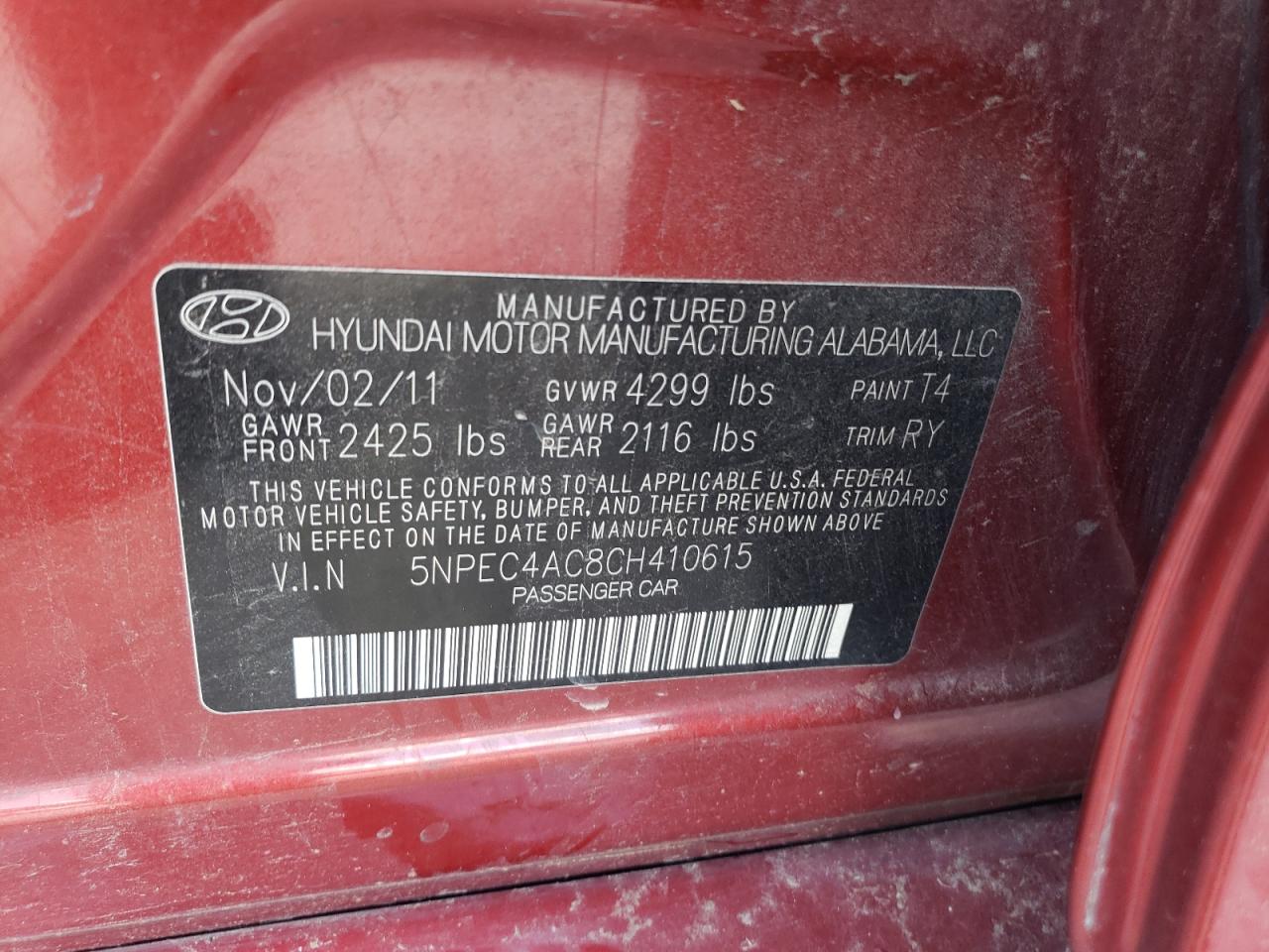 Lot #3020909790 2012 HYUNDAI SONATA SE