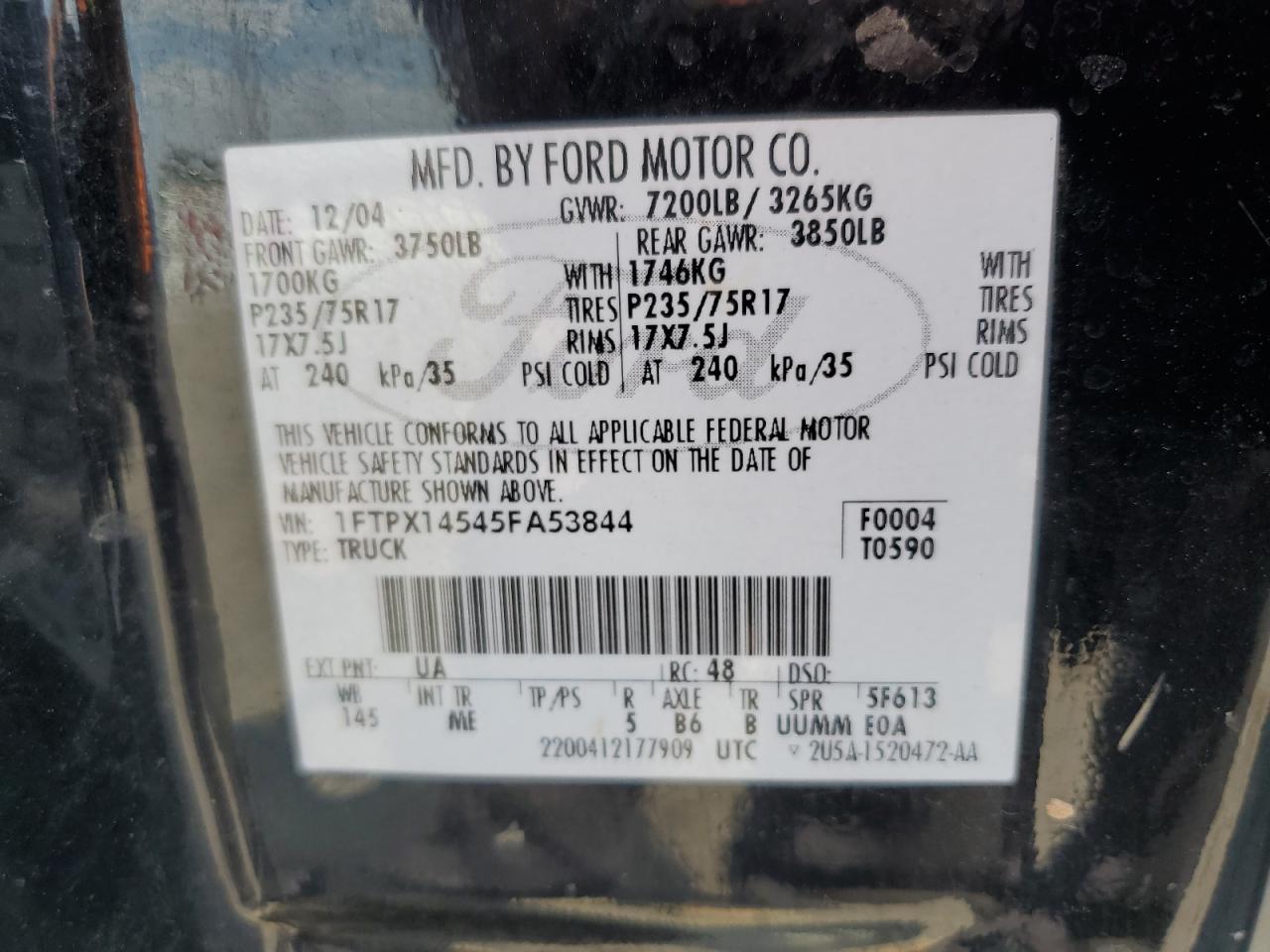 1FTPX14545FA53844 2005 Ford F150