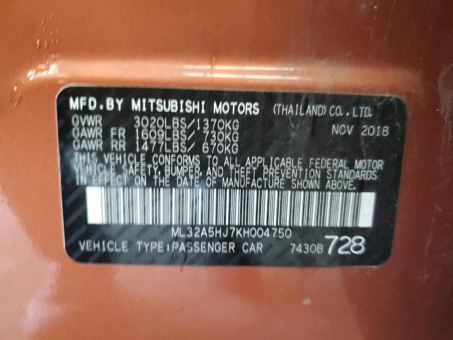 2019 MITSUBISHI MIRAGE LE ML32A5HJ7KH004750