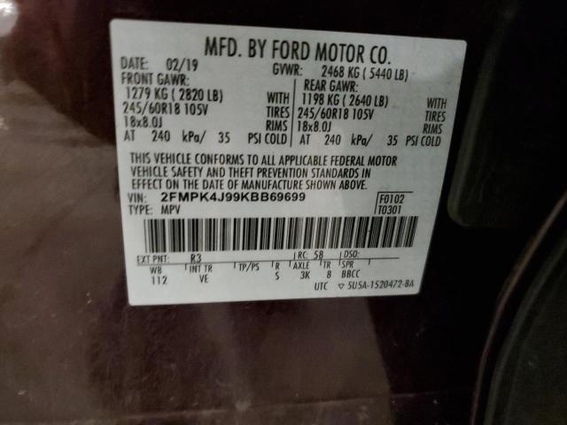 2019 FORD EDGE SEL - 2FMPK4J99KBB69699