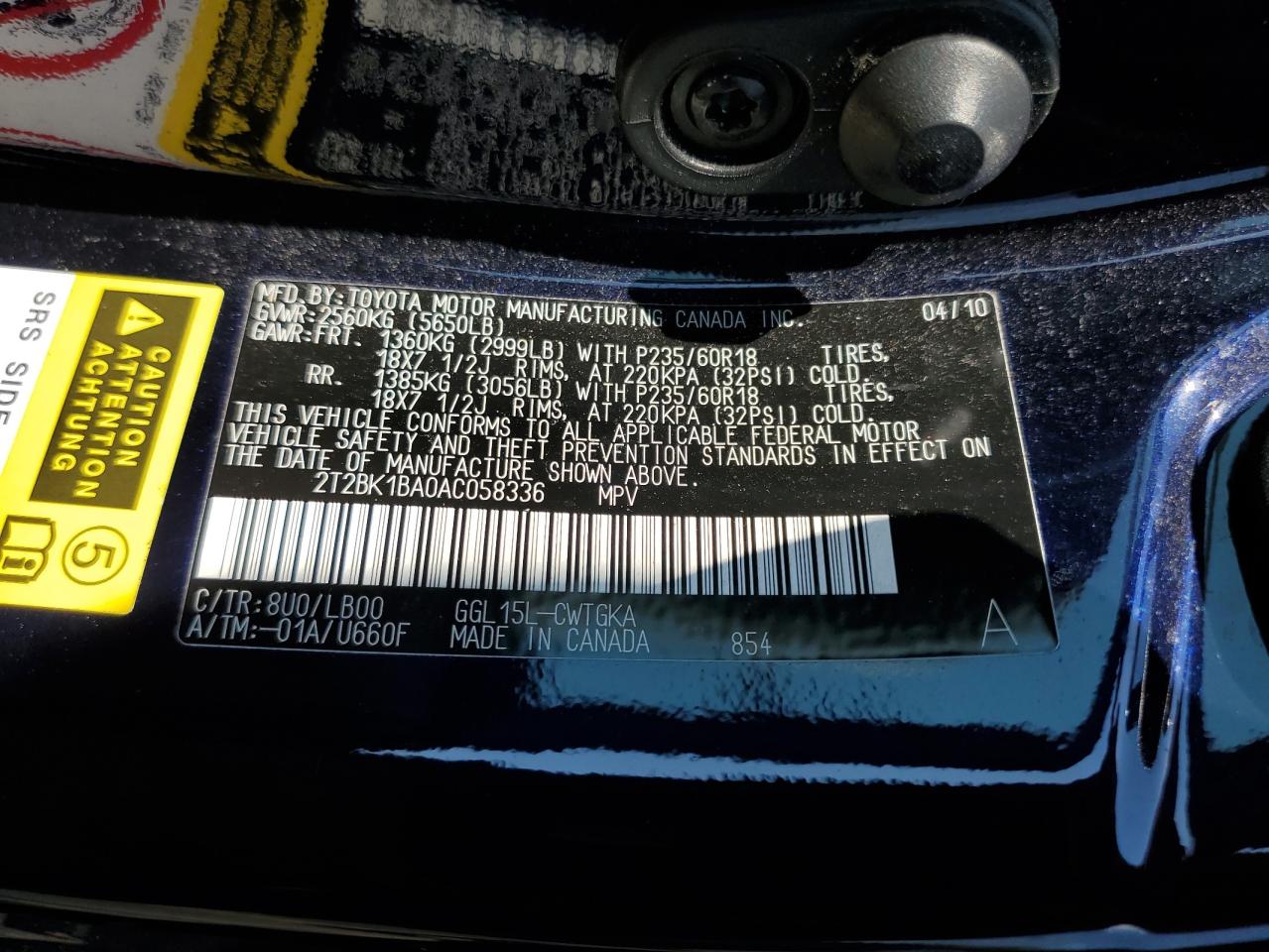 2T2BK1BA0AC058336 2010 Lexus Rx 350