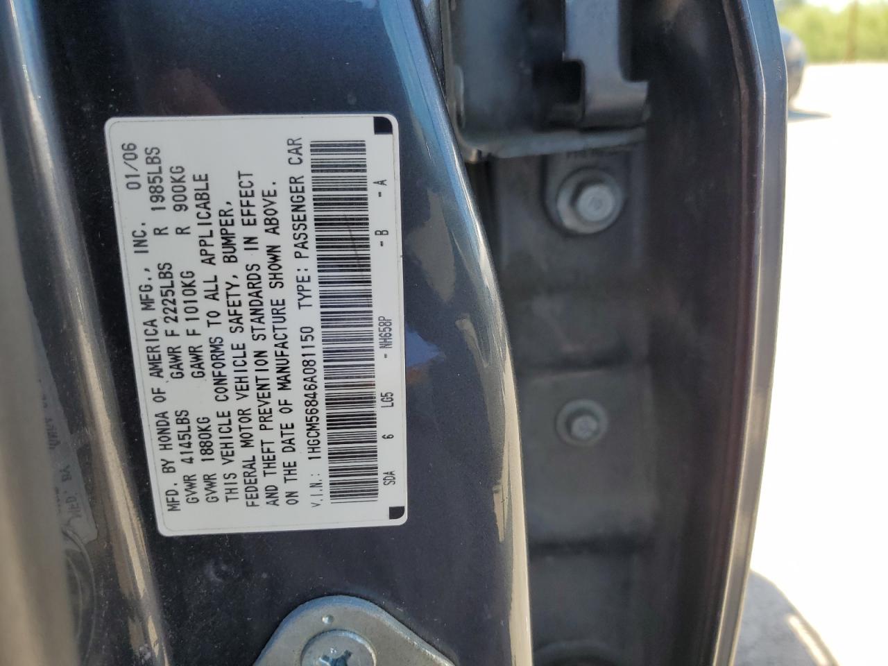 1HGCM56846A081150 2006 Honda Accord Ex