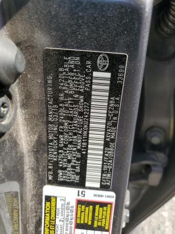 VIN 4T1B11HK0KU242277 2019 Toyota Camry, L no.12