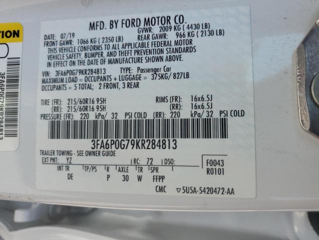 VIN 3FA6P0G79KR284813 2019 Ford Fusion, S no.13