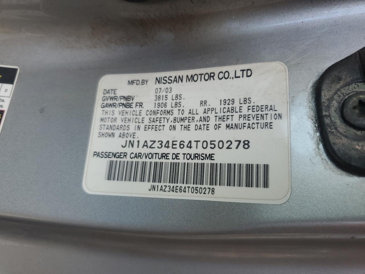 JN1AZ34E64T050278 2004 Nissan 350Z Coupe