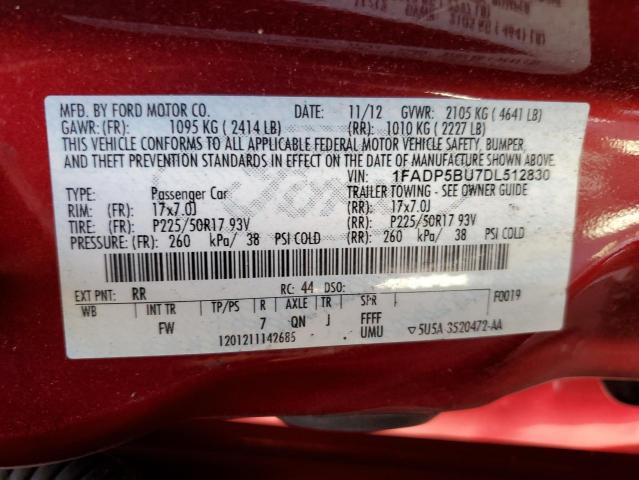 2013 Ford C-Max Sel VIN: 1FADP5BU7DL512830 Lot: 62419364