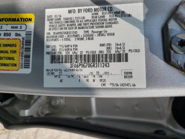 2016 FORD FUSION S - 3FA6P0G70GR311243