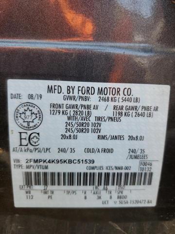 2019 FORD EDGE TITAN - 2FMPK4K95KBC51539