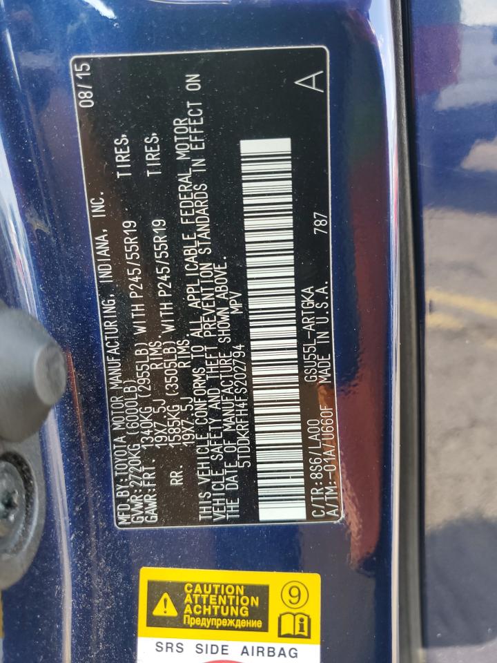 5TDDKRFH4FS202794 2015 Toyota Highlander Limited