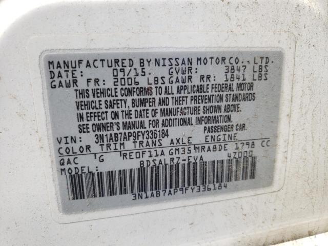 2015 Nissan Sentra S VIN: 3N1AB7AP9FY336184 Lot: 61276234