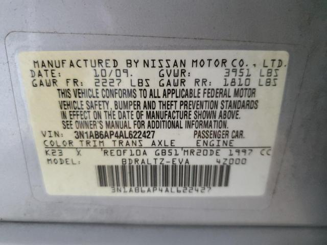 2010 Nissan Sentra 2.0 VIN: 3N1AB6AP4AL622427 Lot: 61260094