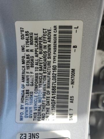 2007 Honda Civic Ex VIN: 1HGFA16867L082160 Lot: 62542304