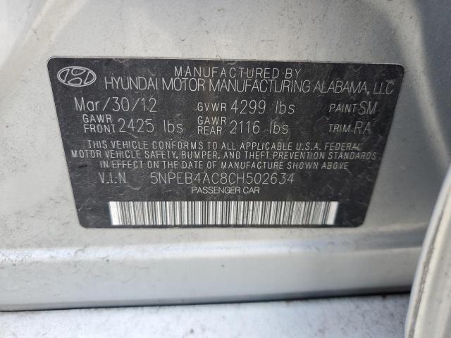 2012 Hyundai Sonata Gls VIN: 5NPEB4AC8CH502634 Lot: 60653814