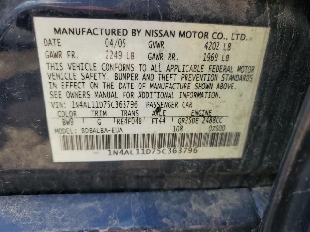 2005 Nissan Altima S VIN: 1N4AL11D75C363796 Lot: 61754034