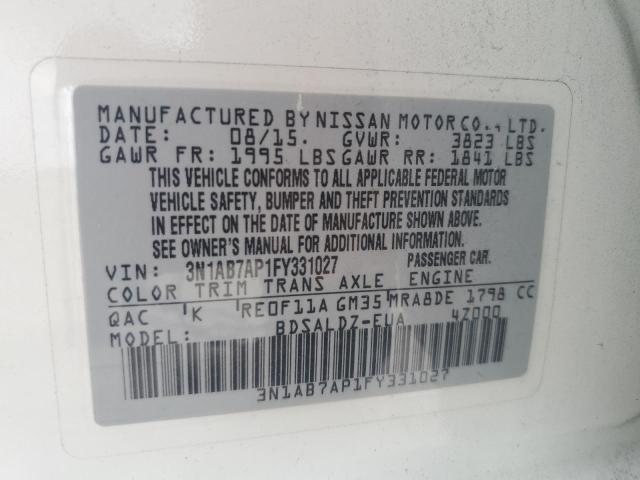 2015 Nissan Sentra S VIN: 3N1AB7AP1FY331027 Lot: 61948034