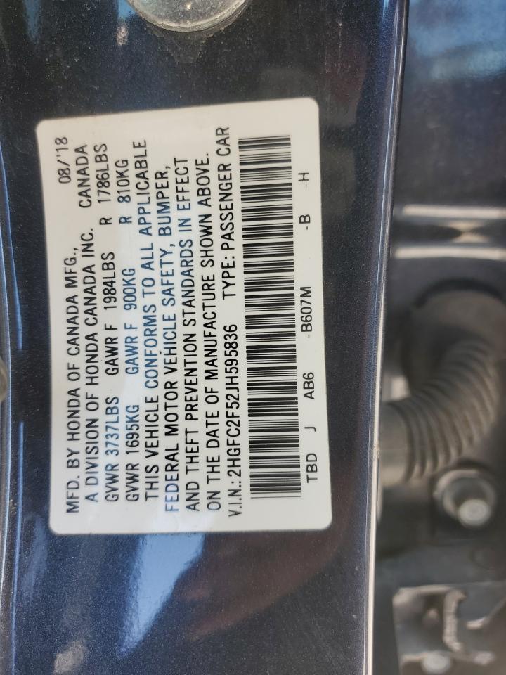 2HGFC2F52JH595836 2018 Honda Civic Lx