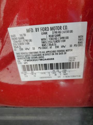 2021 Ford Explorer St VIN: 1FM5K8GC7MGA46688 Lot: 61654554