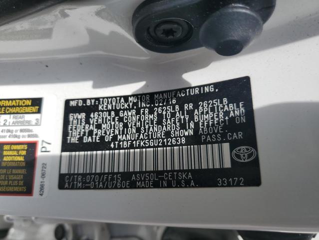 VIN 4T1BF1FK5GU212638 2016 Toyota Camry, LE no.12