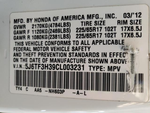 2012 Honda Crosstour Ex VIN: 5J6TF3H39CL003231 Lot: 61661974